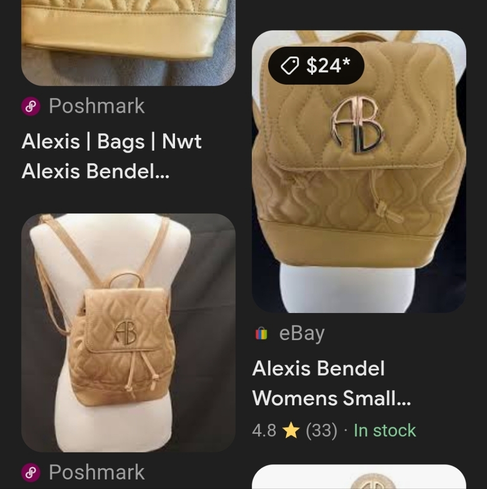 Alexis Bendel Beige Quilted Women's Backpack - Picture 10 of 10